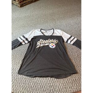 Womens Pittsburgh Steelers NFL Football‎ Tunic Top Gray White Large New w/o tags